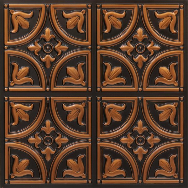 From Plain To Beautiful In Hours Tiny Tulips Faux Tin/ PVC 24-in x 24-in Antique Copper Textured Surface-mount Ceiling Tile, 10PK 148ac-24x24-10